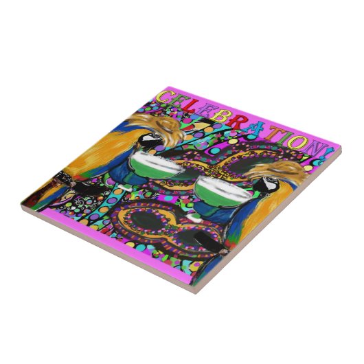 Mardi Gras Parrots Tegeltje (Zijkant)
