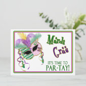 MARDI GRAS PARTIJ INVITATIE - MASKER - 5 x 7 Kaart (Staand voorkant)