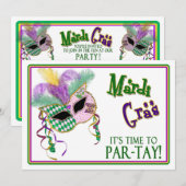 MARDI GRAS PARTIJ INVITATIE - MASKER - 5 x 7 Kaart (Voorkant / Achterkant)