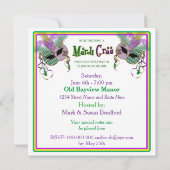 MARDI GRAS PARTIJ INVITATIE - MASKER - SQUARE KAART (Achterkant)