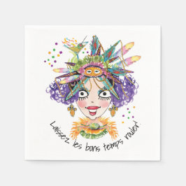 Mardi Gras Party Babe Paper Napkin Servet