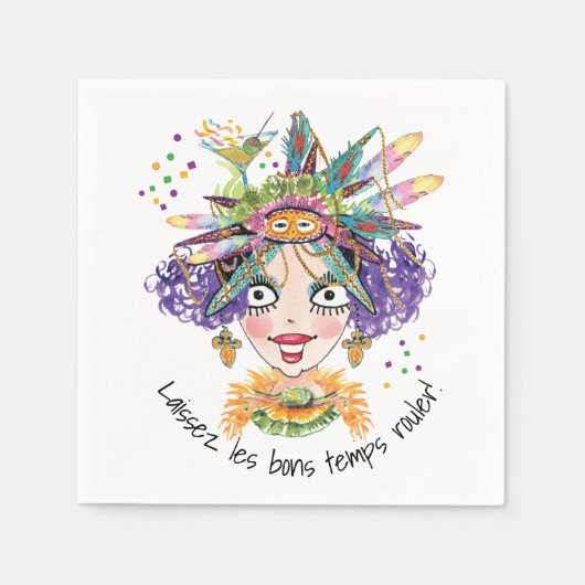 Mardi Gras Party Babe Paper Napkin Servet (Voorkant)