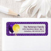 Mardi Gras Party-ballonnen en Argyle Pattern-label Etiket (Insitu)