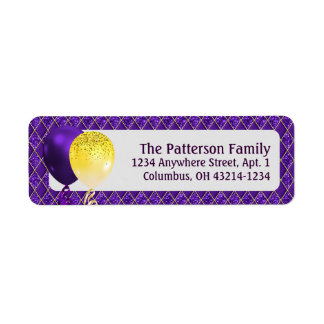 Mardi Gras Party-ballonnen en Argyle Pattern-label Etiket