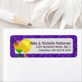 Mardi Gras Party-ballonnen en Paarse glitter-stijl Etiket (Insitu)