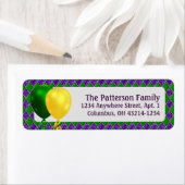 Mardi Gras Party Balloons en Argyle Pattern Etiket (Insitu)