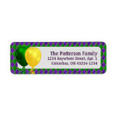 Mardi Gras Party Balloons en Argyle Pattern Etiket (Voorkant)