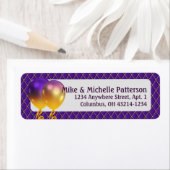 Mardi Gras Party Balloons en Paarse Argyle Etiket (Insitu)