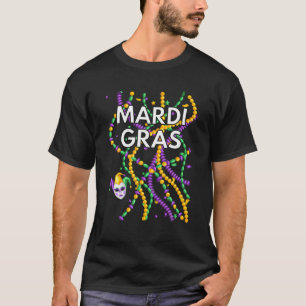 Mardi Gras Party Beads Mask T-shirt