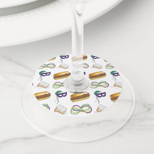 Mardi Gras Party beheert het acht-net-po-masker Wijnglaslabel (Dichtbij)