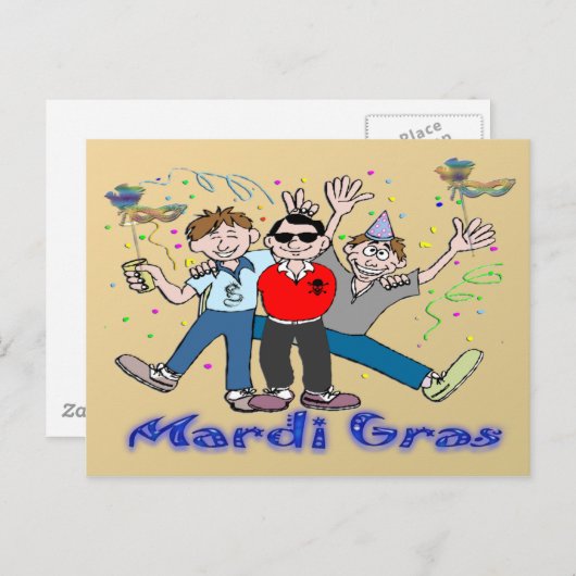 Mardi Gras Party Briefkaart (Voorkant / Achterkant)