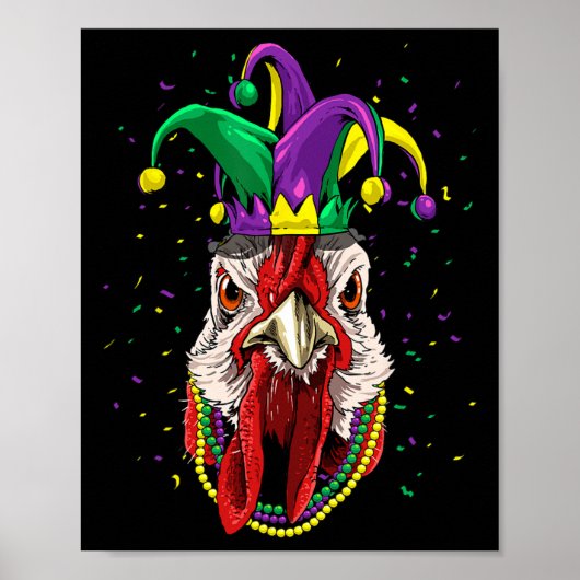 Mardi Gras Party Carnival Jester Chicken Lover Far Poster (Voorkant)