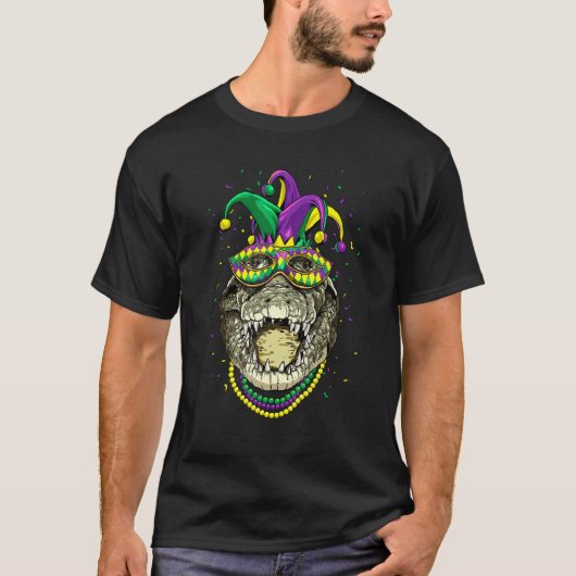 Mardi Gras Party Carnival Jester Crocodile Alligat T-shirt (Voorkant)