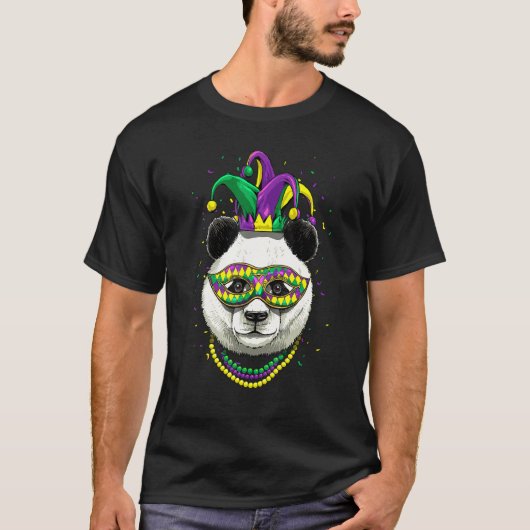 Mardi Gras Party Carnival Jester Giant Panda Bear T-shirt (Voorkant)