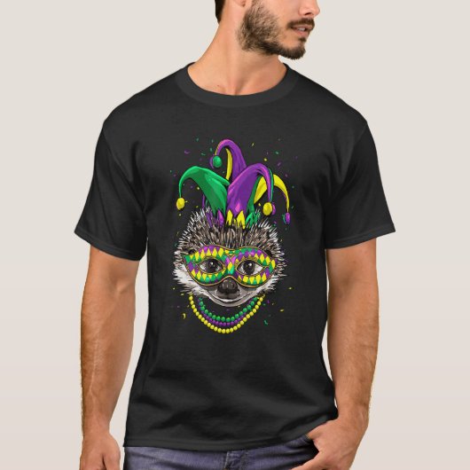 Mardi Gras Party Carnival Jester Hedgehog Animal T-shirt (Voorkant)
