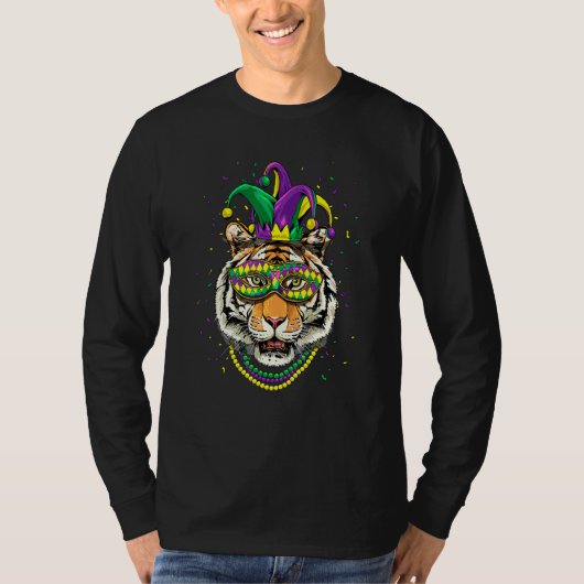 Mardi Gras Party Carnival Jester Tiger Animal Tige T-shirt (Voorkant)