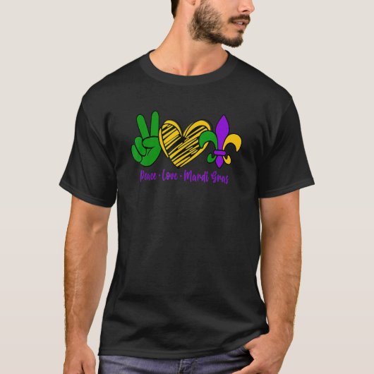 Mardi Gras Party Carnival Parade Peace Love Mardi  T-shirt (Voorkant)