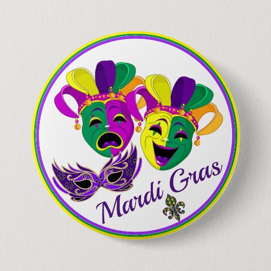 Mardi Gras Party Colorful Big Button Beads Masker (Voorkant)