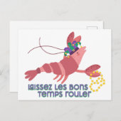 Mardi Gras Party Crawdad Briefkaart (Voorkant / Achterkant)