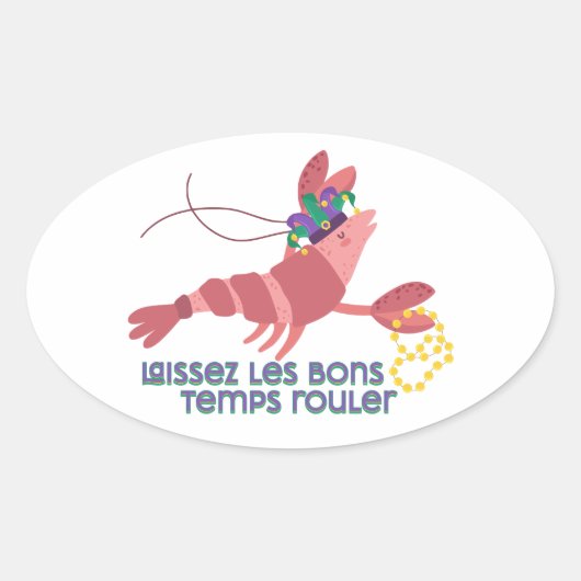 Mardi Gras Party Crawdad Ovale Sticker (Voorkant)