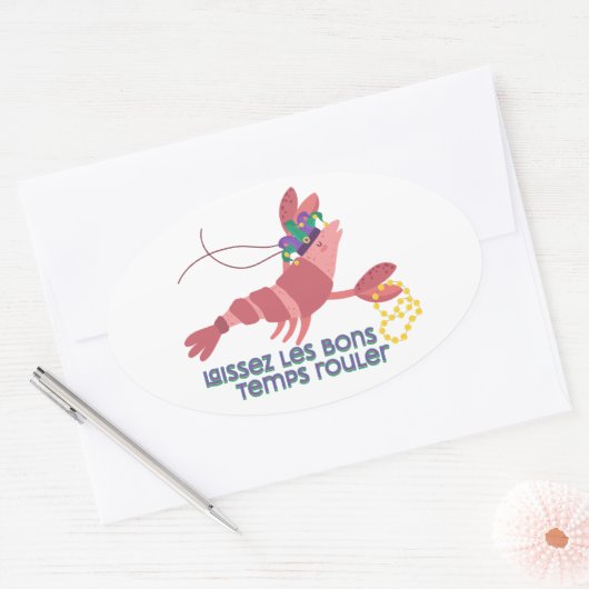 Mardi Gras Party Crawdad Ovale Sticker (Envelop)