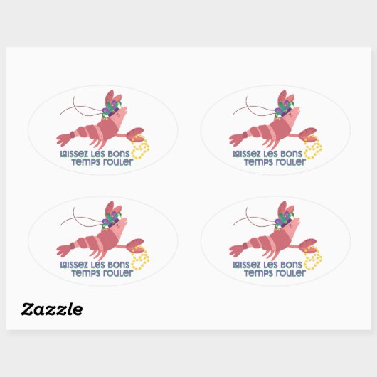 Mardi Gras Party Crawdad Ovale Sticker (Vel)