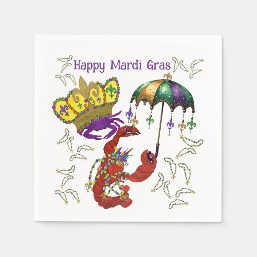 Mardi Gras party crawfish and crab fetstiv napkins Servet (Voorkant)
