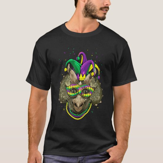 Mardi Gras Party Dinosaur Triceratops Carnival Jes T-shirt (Voorkant)
