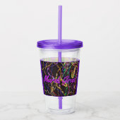 Mardi Gras Party Drink Glass Straw Aangepaste teks Acryl Drinkbeker (Voorkant)