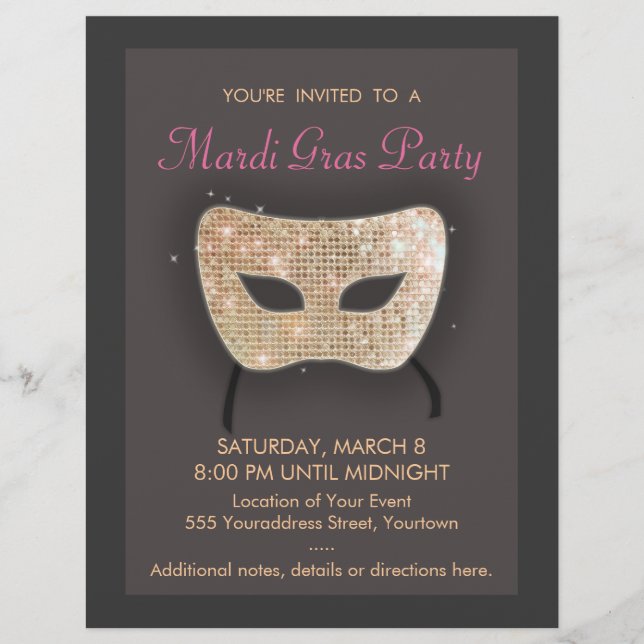 Mardi Gras Party Flyer (Voorkant)