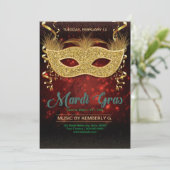 Mardi Gras Party Flyer Template  Kaart (Staand voorkant)