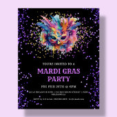 Mardi Gras Party Glitter Uitnodiging