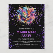Mardi Gras Party Glitter Uitnodiging (Voorkant)