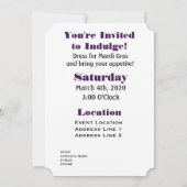 Mardi Gras Party in Paars Gold Green Kaart (Achterkant)