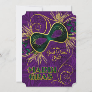 Mardi Gras Party in Paars Gold Green Kaart