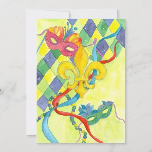 Mardi Gras Party Invitation fleur De Lis Painting Kaart (Voorkant)