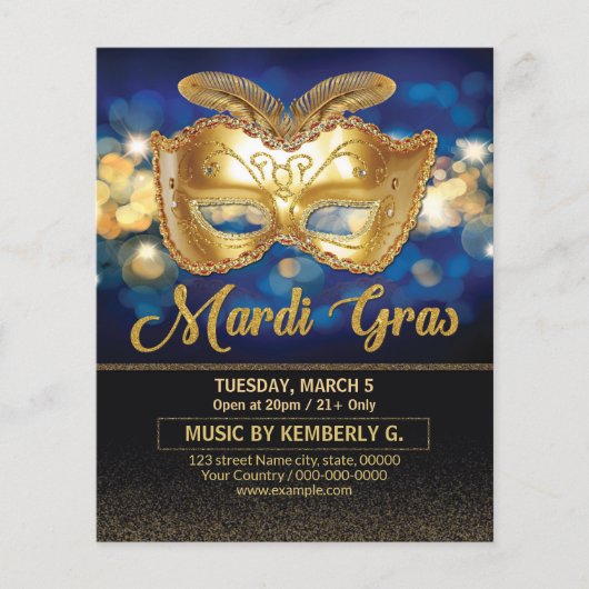 Mardi Gras Party Invitation Flyer (Voorkant)