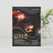 Mardi Gras Party Invitation Flyer Kaart (Staand voorkant)