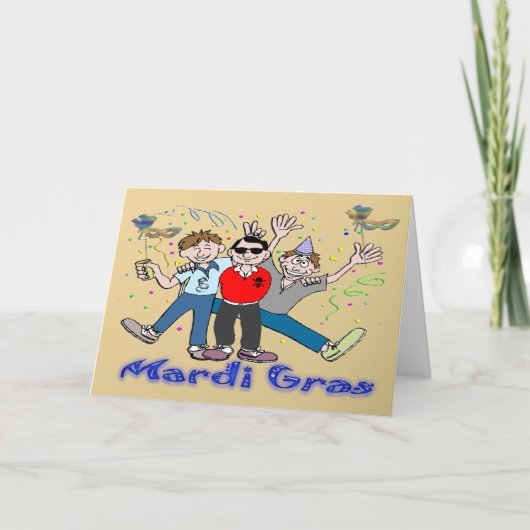 Mardi Gras Party Jongens Kaart (Voorkant)