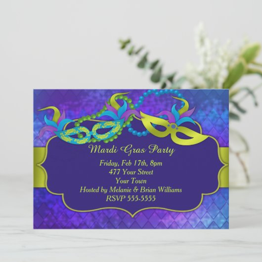Mardi Gras Party Kaart (Staand voorkant)