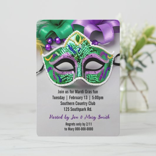 Mardi Gras Party Kaart (Staand voorkant)