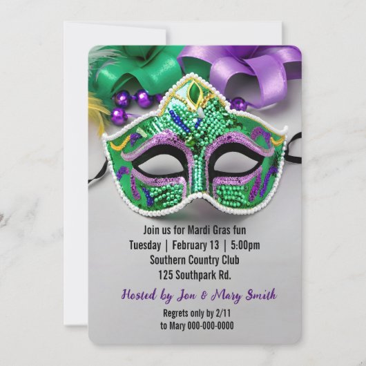 Mardi Gras Party Kaart (Voorkant)