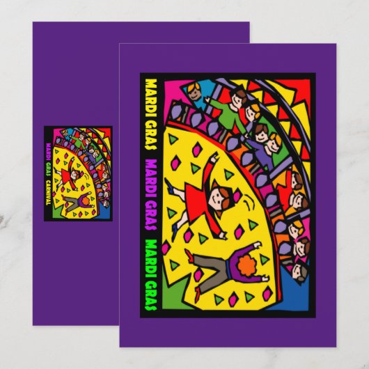Mardi Gras Party Kaart (Voorkant / Achterkant)