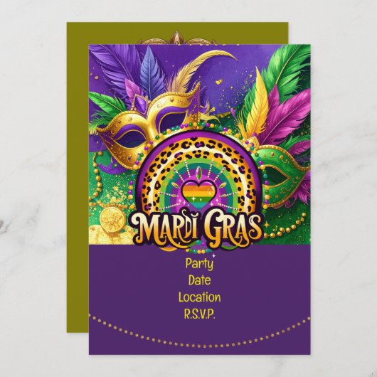 Mardi Gras Party – Let the Good Times Roll Kaart (Voorkant / Achterkant)