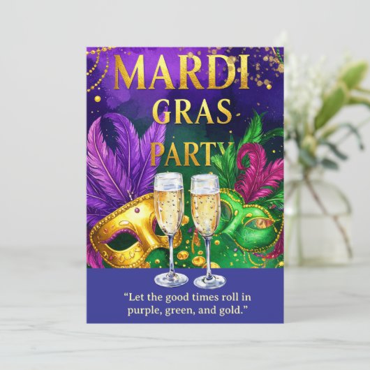 Mardi Gras Party – Let the Good Times Roll  Kaart (Staand voorkant)