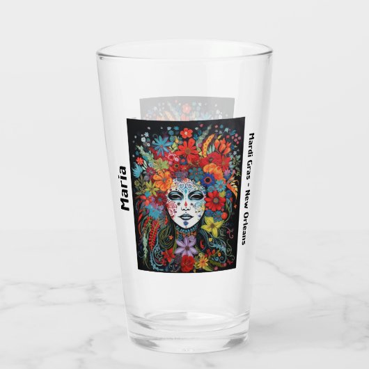 Mardi Gras Party Mask & Headdress Naam Partij Glas (Achterkant)