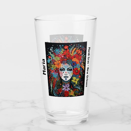 Mardi Gras Party Mask & Headdress Naam Partij Glas (Voorkant)