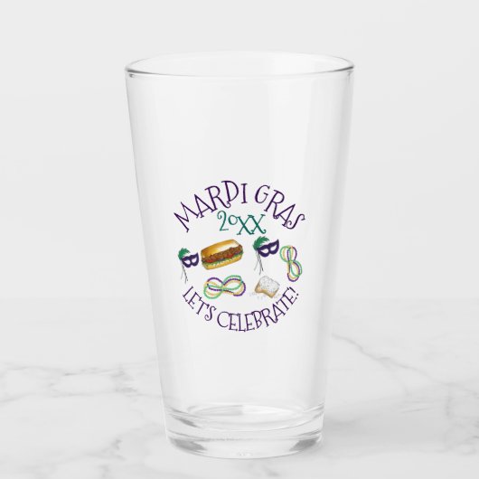 Mardi Gras Party New Orleans Beignet Mask Beads Glas (Voorkant)