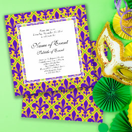 Mardi Gras Party New Orleans Fleur de Lis Kaart