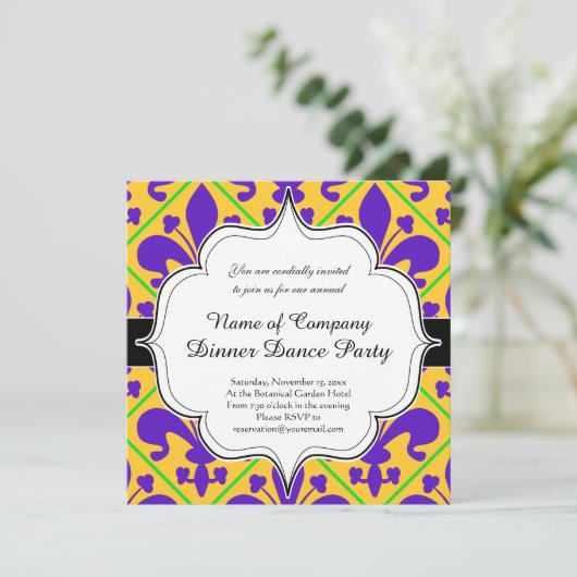 Mardi Gras Party New Orleans Fleur de Lis Kaart (Staand voorkant)